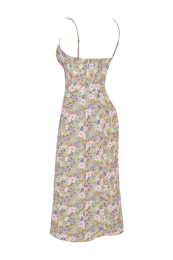Corset imprimé midi zonnejurk
