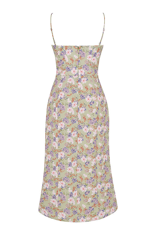 Corset imprimé midi zonnejurk
