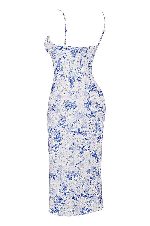 Corset imprimé midi zonnejurk
