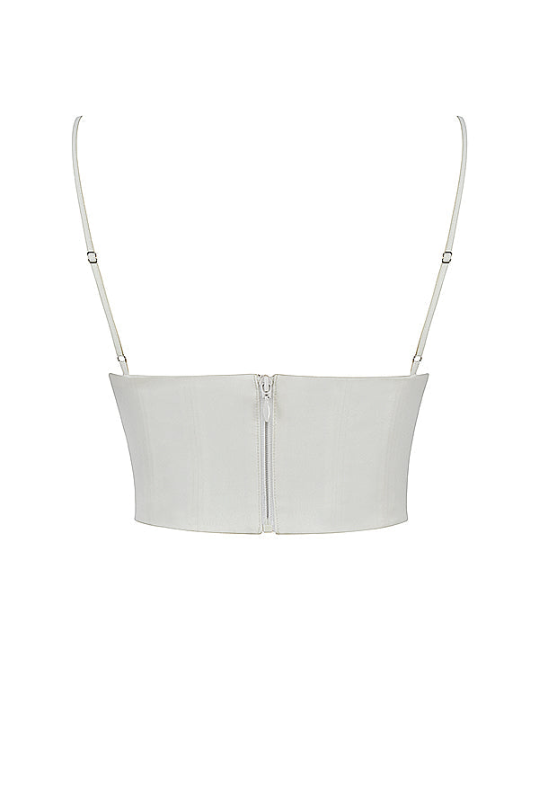Corset blanc ivoire en satin et dentelle
