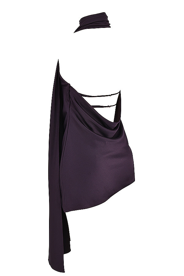 Robe asymétrique à décolleté cache-càur