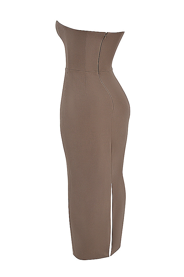 Robe longue noire bustier avec corset