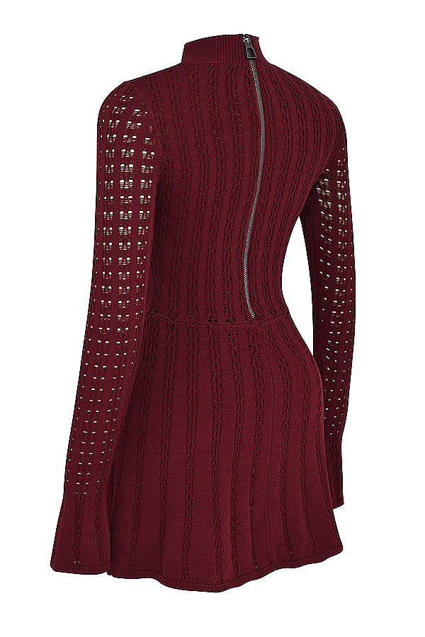 Robe corset en maille bordeaux