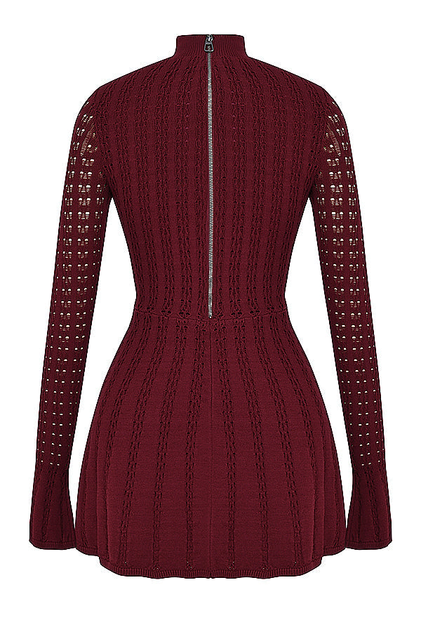 Robe corset en maille bordeaux