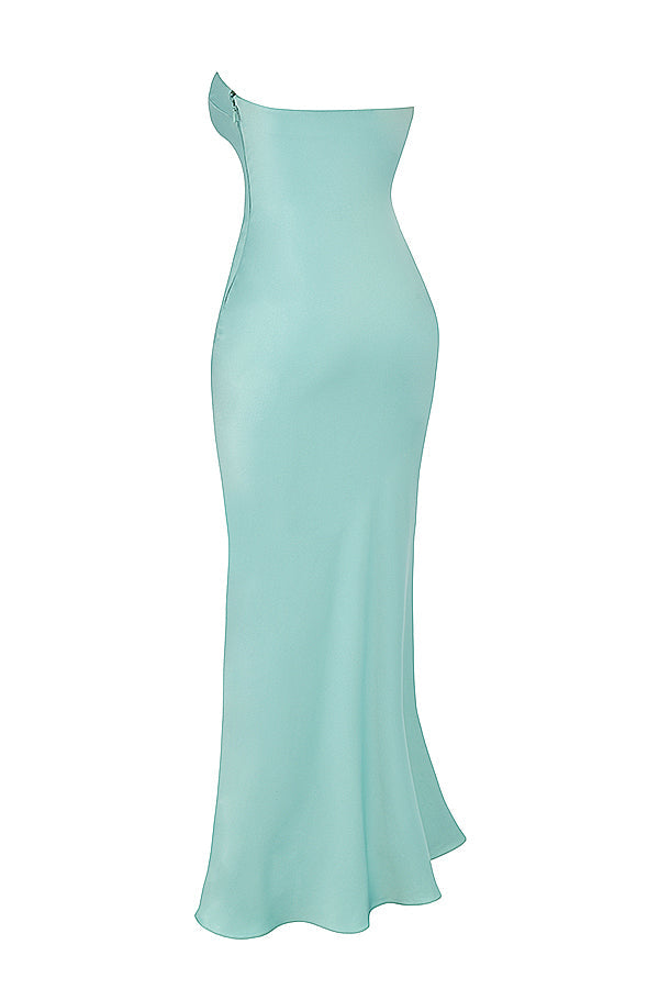 Robe longue bustier en satin Jade