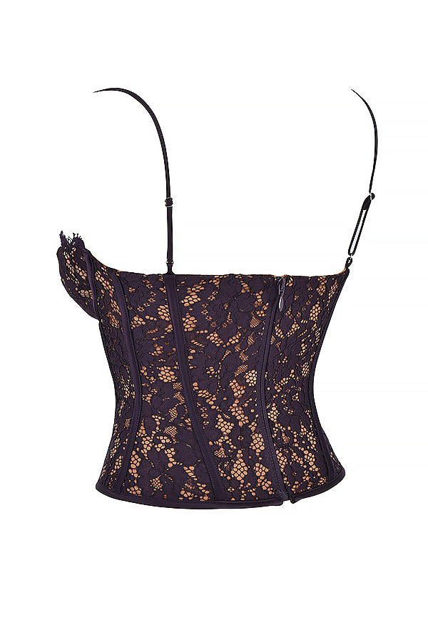 Corset à armatures en dentelle Nightshade avec pantalon taille haute
