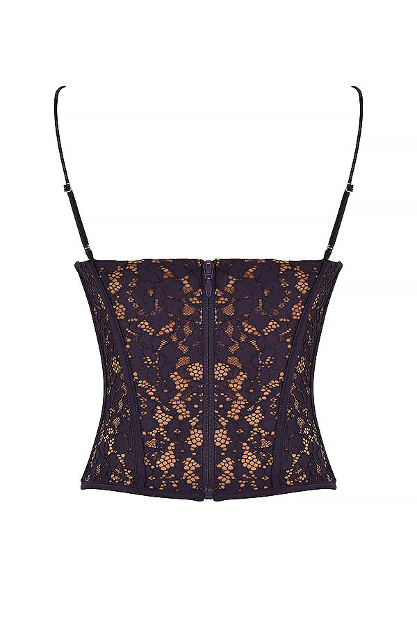 Corset à armatures en dentelle Nightshade avec pantalon taille haute