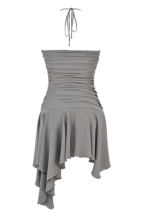 Robe asymétrique à plis fumés