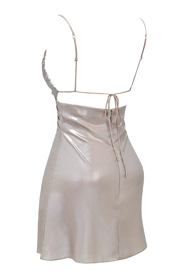 Mini-robe beige brillante