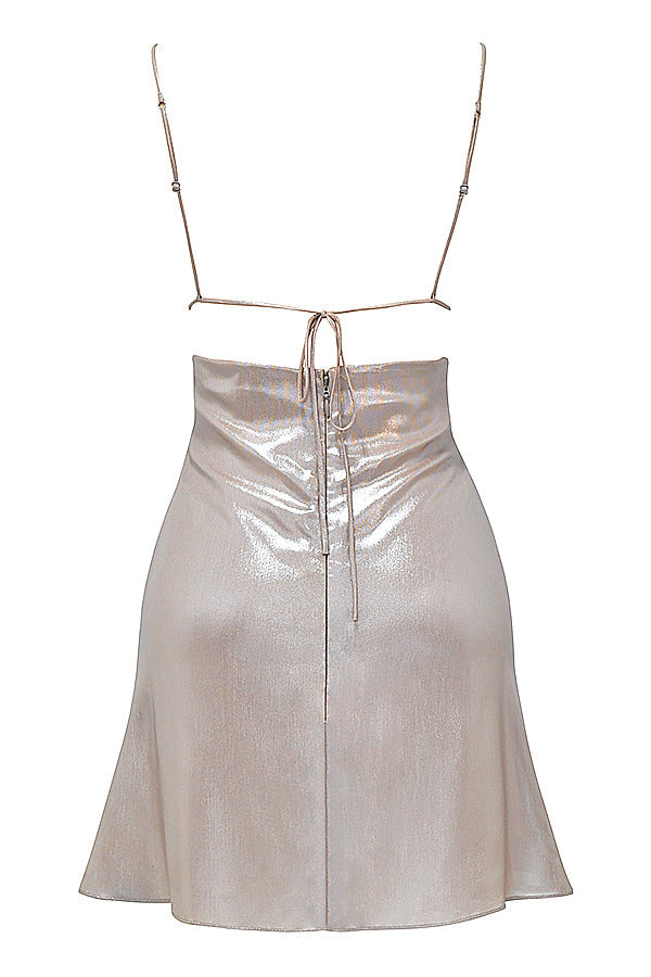Mini-robe beige brillante