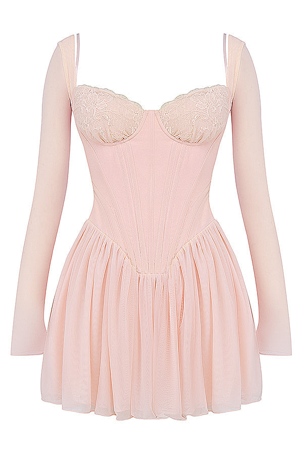 Mini-robe corset couleur pàche douce