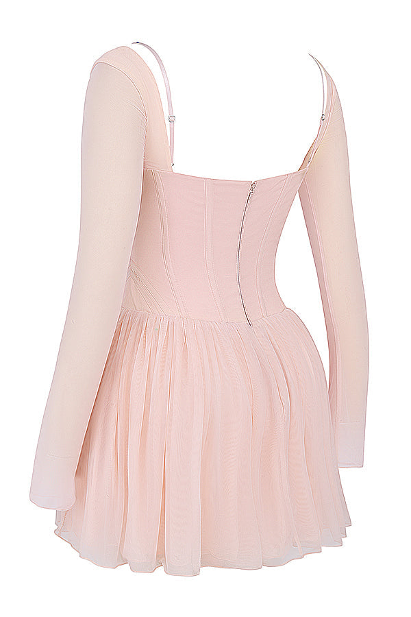 Mini-robe corset couleur pàche douce