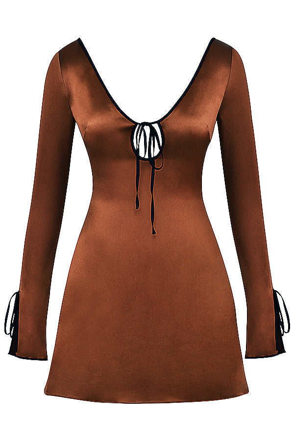 Mini-robe en satin cuivré