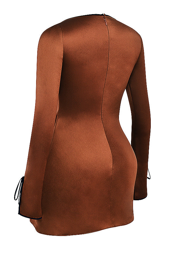 Mini-robe en satin cuivré