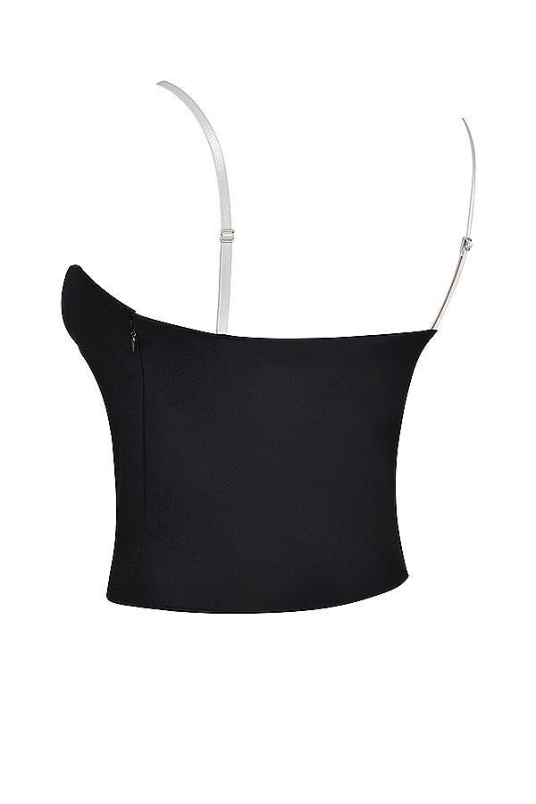 Top à armatures noir blanc cassé avec mini-jupe