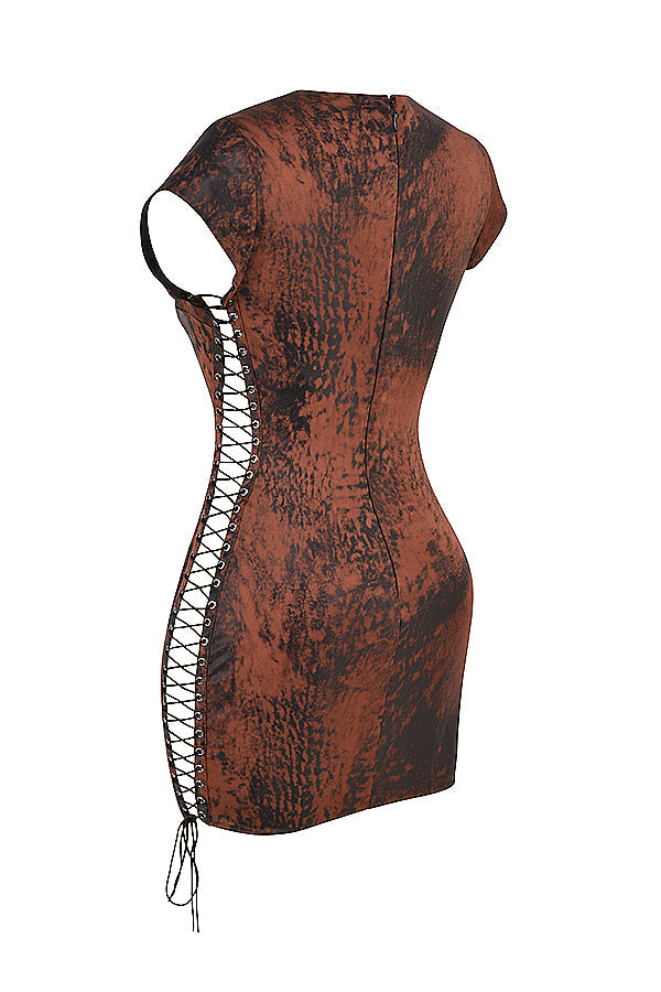 Mini-robe cuivre antique avec lacets