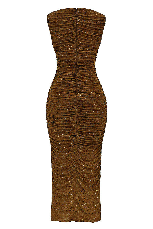 Robe longue cristallisée café