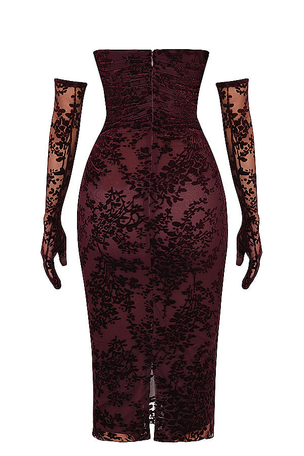 Robe corset Devore cerise noire
