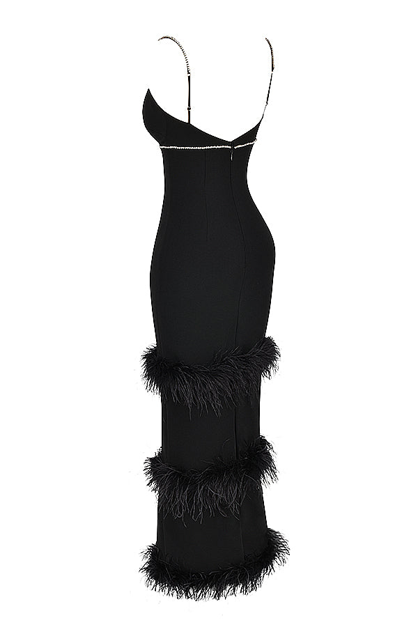 Robe longue noire cristallisée