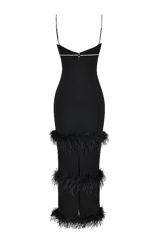 Robe longue noire cristallisée