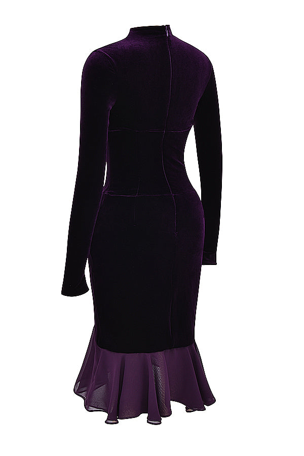 Robe corset en velours violet foncé