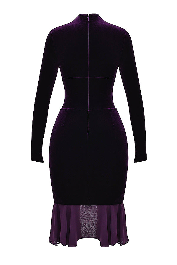 Robe corset en velours violet foncé