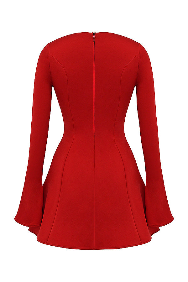 Mini-robe en satin rouge