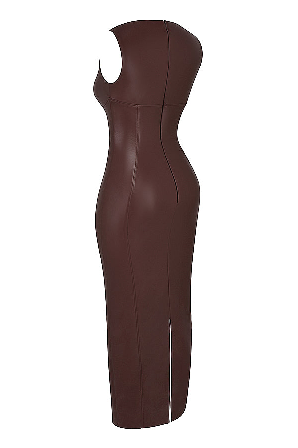 Robe longue en cuir de luxe