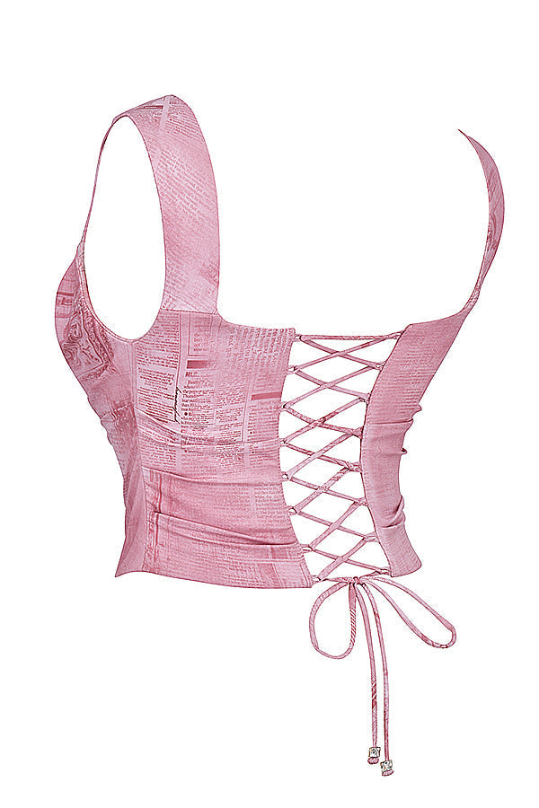Corset imprimé rose