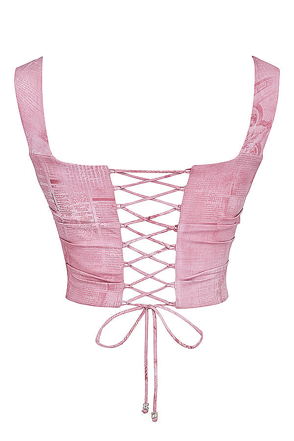 Corset imprimé rose