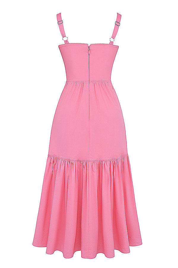 Robe d'été midi rose française