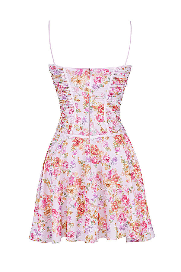 Robe corset à imprimé lavande clair