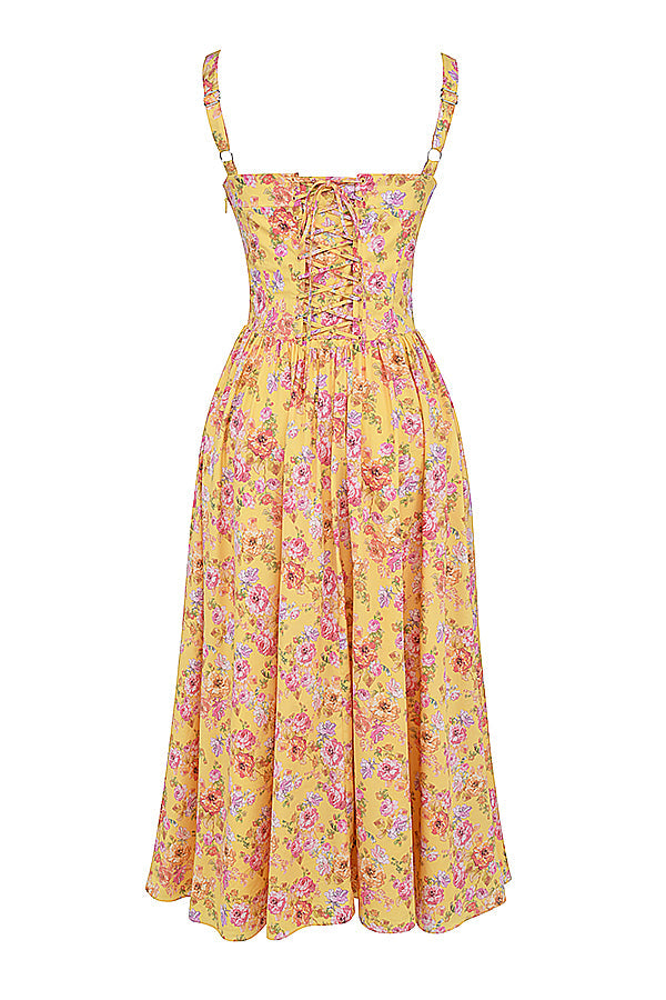 Robe d'été midi à fleurs