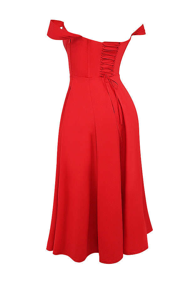 Robe d'été midi rouge foncé