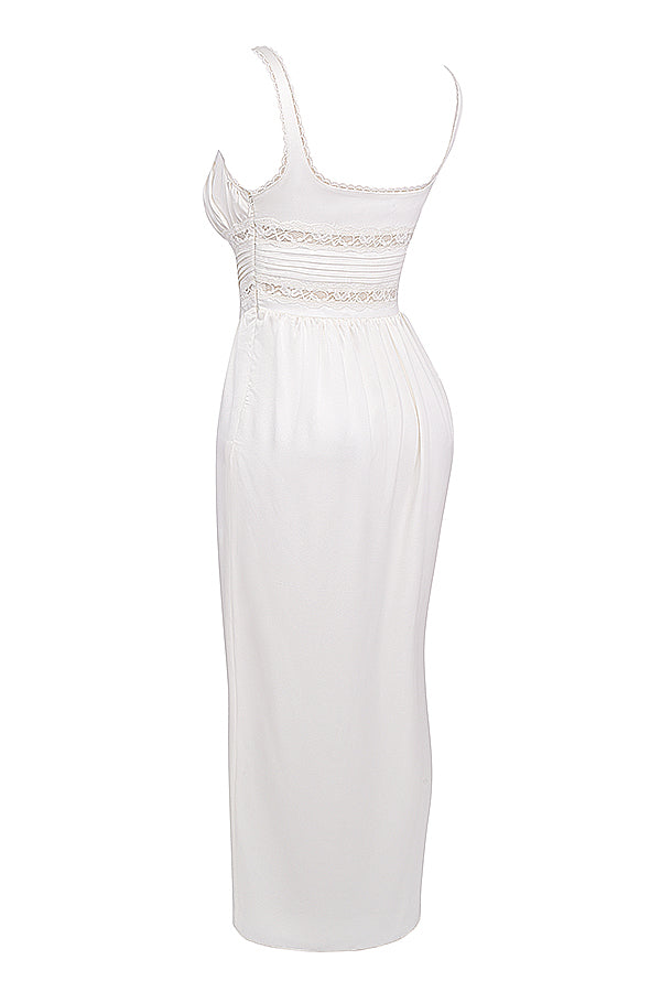 Robe longue en soie véritable ivoire