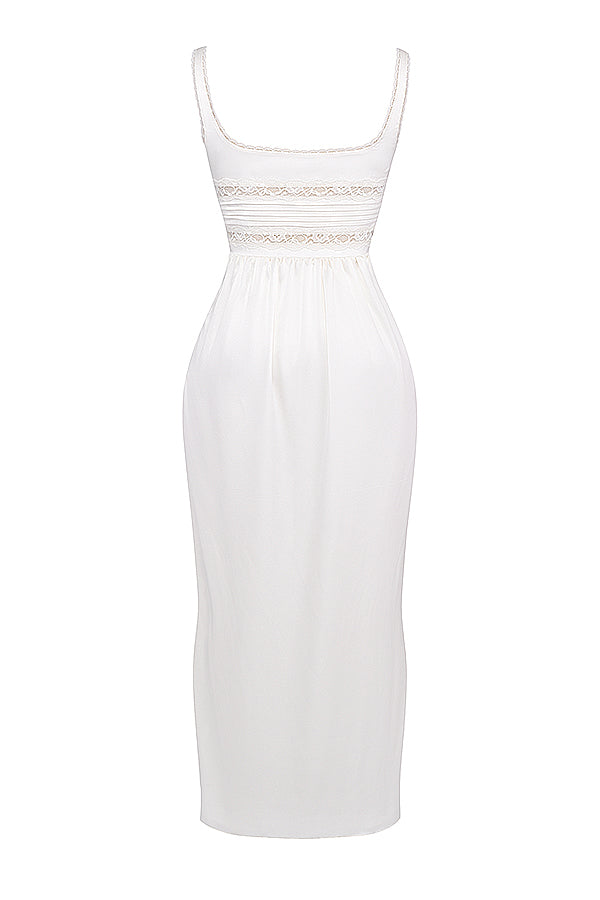 Robe longue en soie véritable ivoire