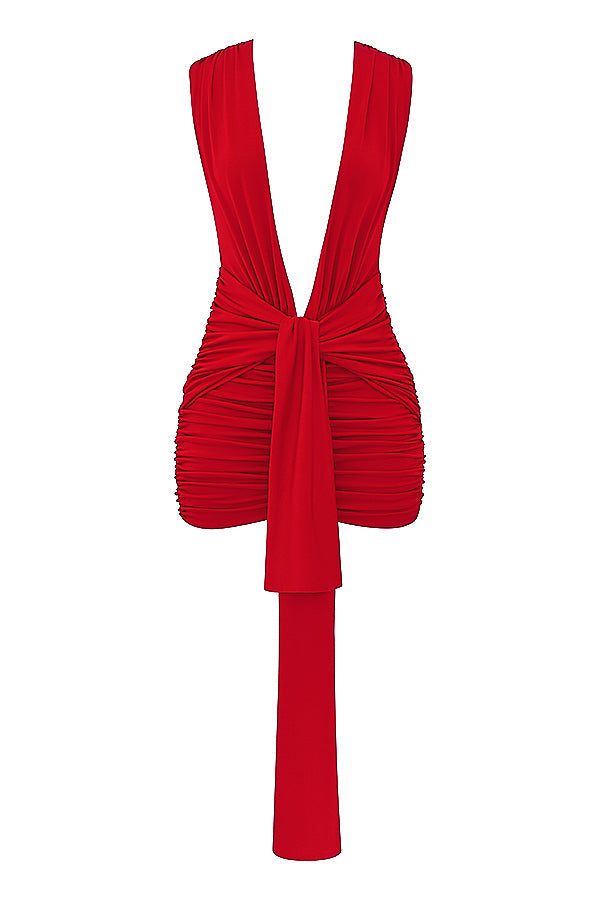 Mini robe avec cerises et plis