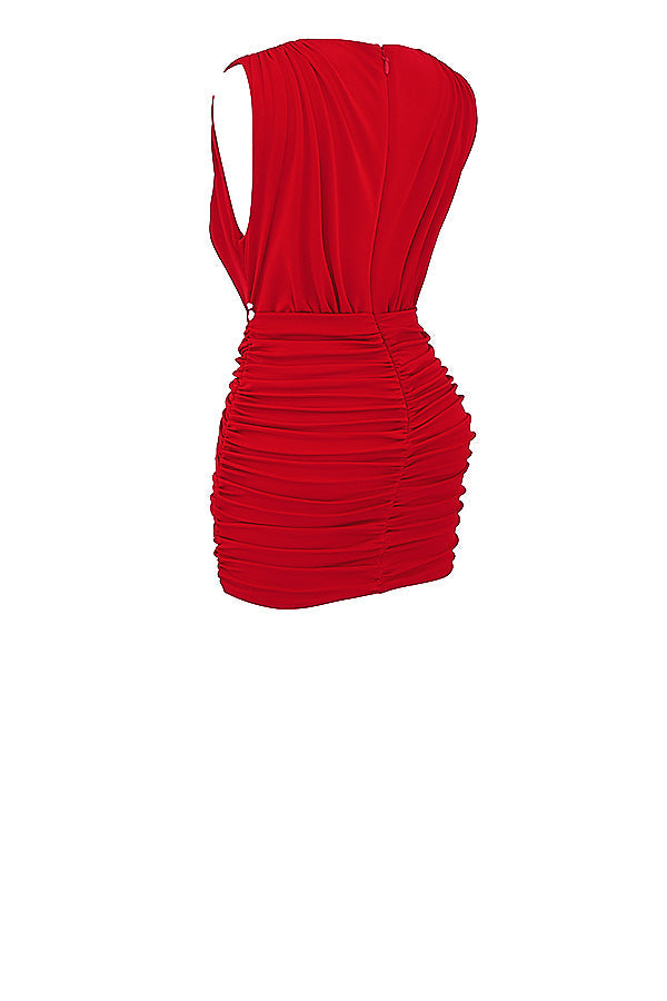 Mini robe avec cerises et plis
