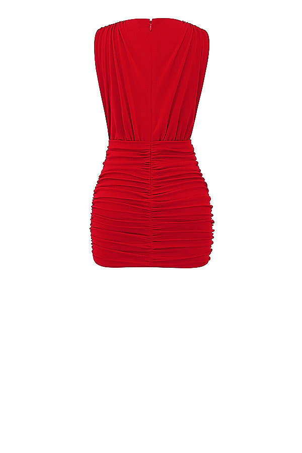 Mini robe avec cerises et plis