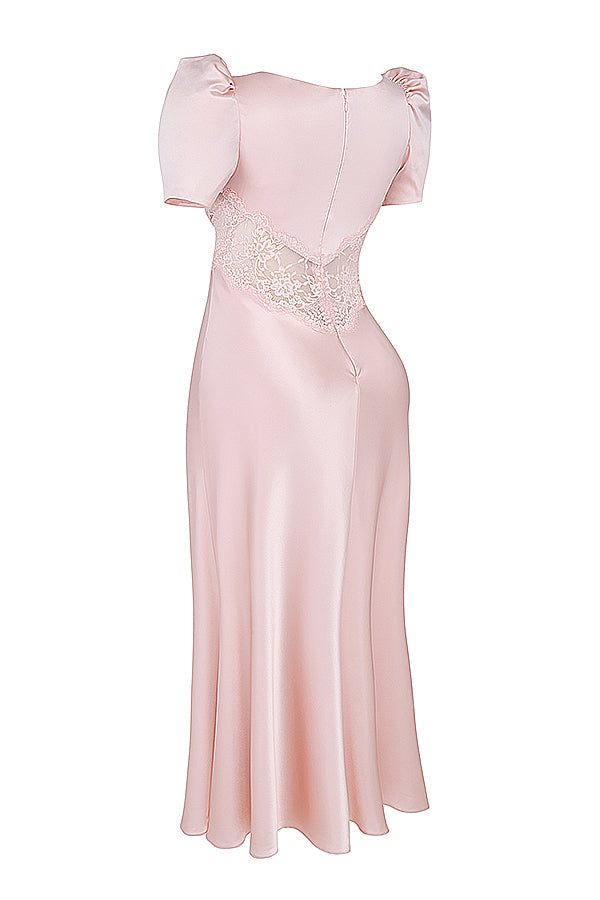 Robe en pure soie et dentelle