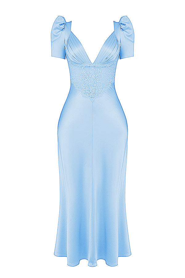 Robe en pure soie et dentelle