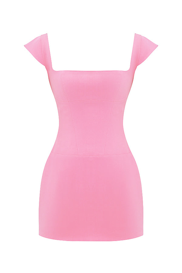 Mini-robe corset rose française