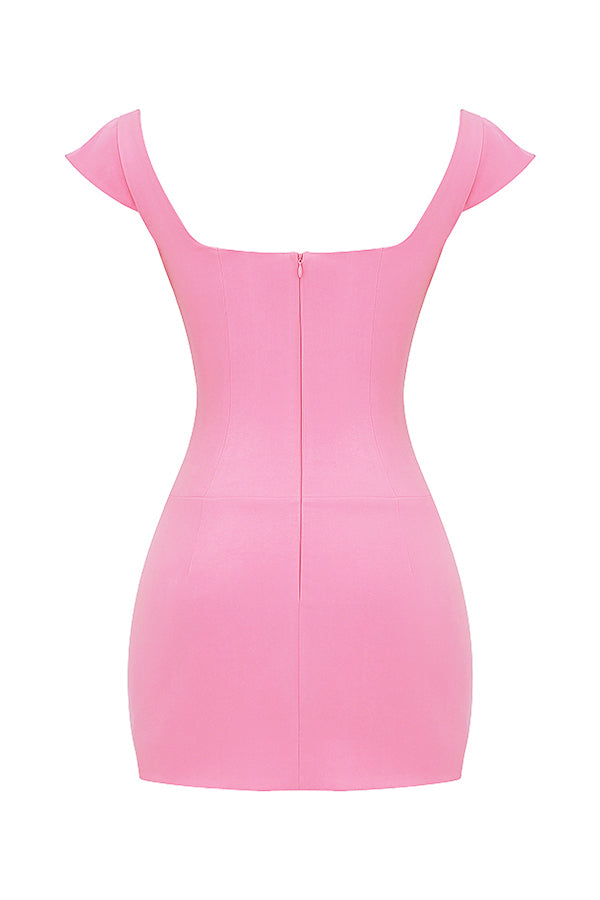 Mini-robe corset rose française