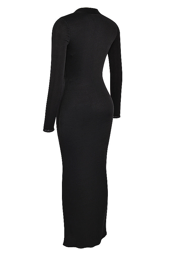 Robe longue drapée noire
