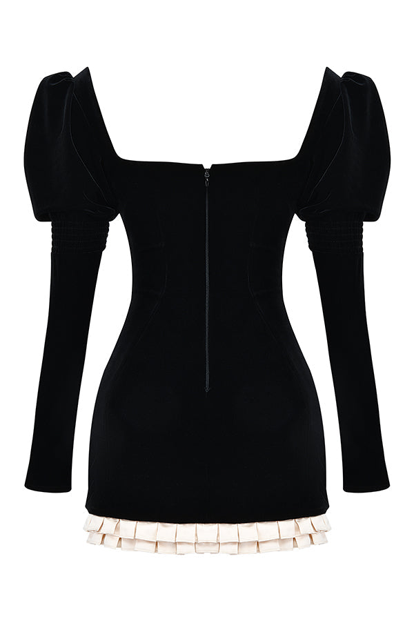Mini-robe noire et cràme vintage