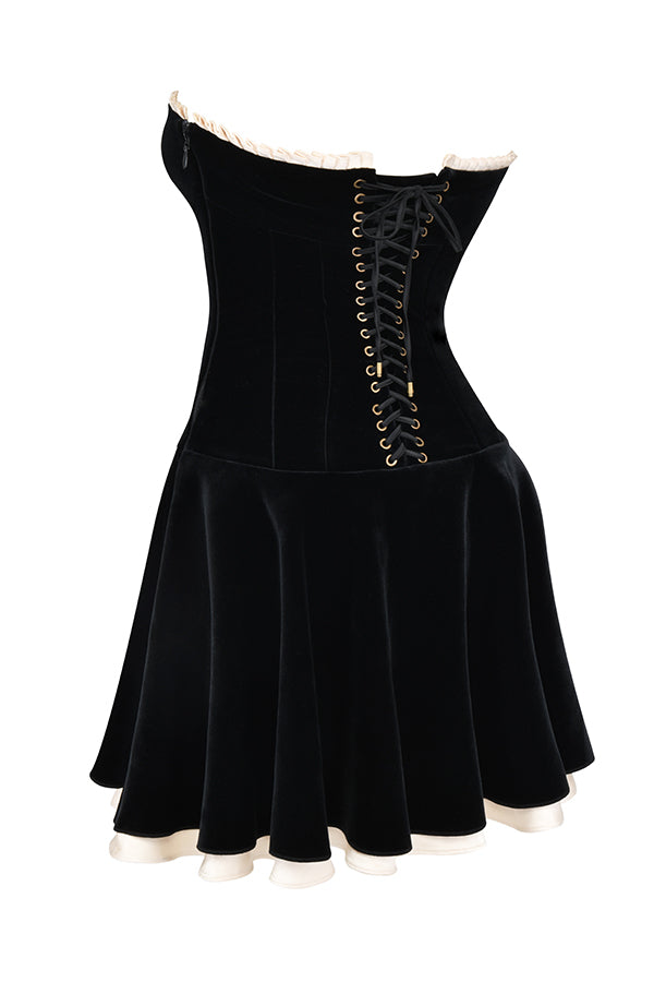 Robe bustier en velours noir
