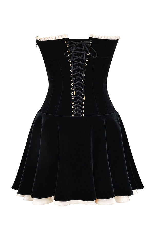 Robe bustier en velours noir