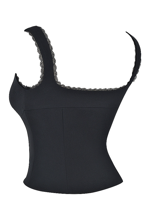Top avec bordure en dentelle noire