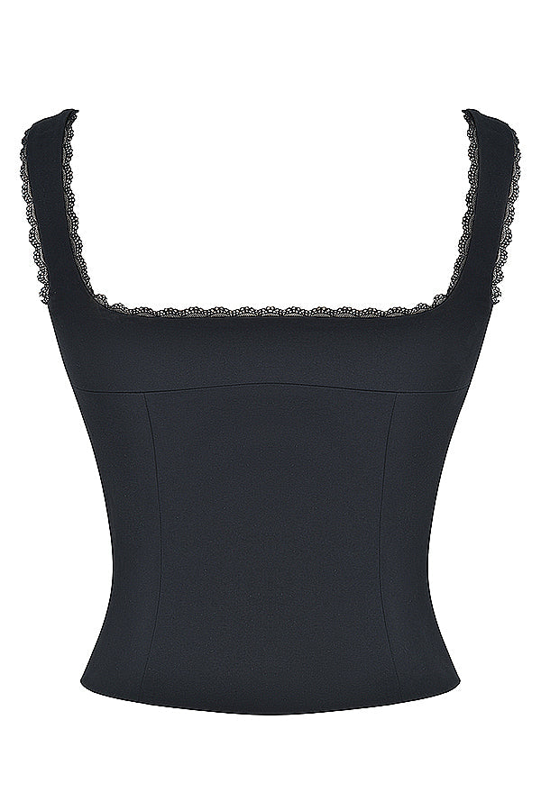 Top avec bordure en dentelle noire