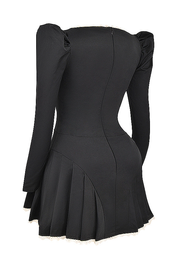 Mini-robe plissée cràme noire